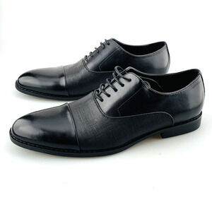 Calvin Klein Dress Shoes Size 10.5 US Black 'Mandler" Faux Leather Saffiano NEW
